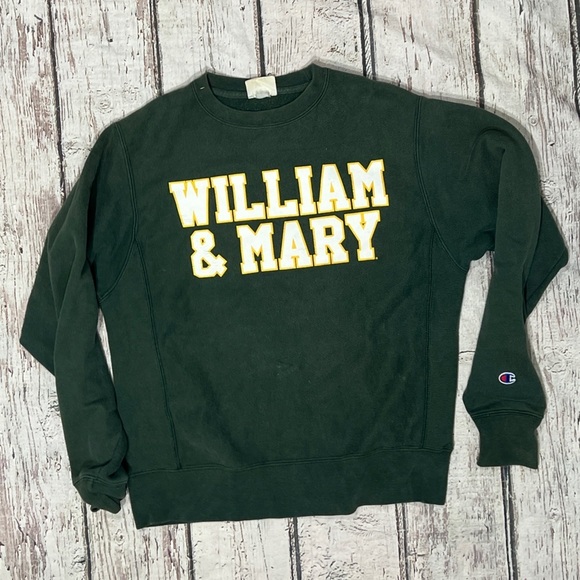 William & Marry Champion Reverse Weave Green Collegiate Sweatshirt - Picture 1 of 6